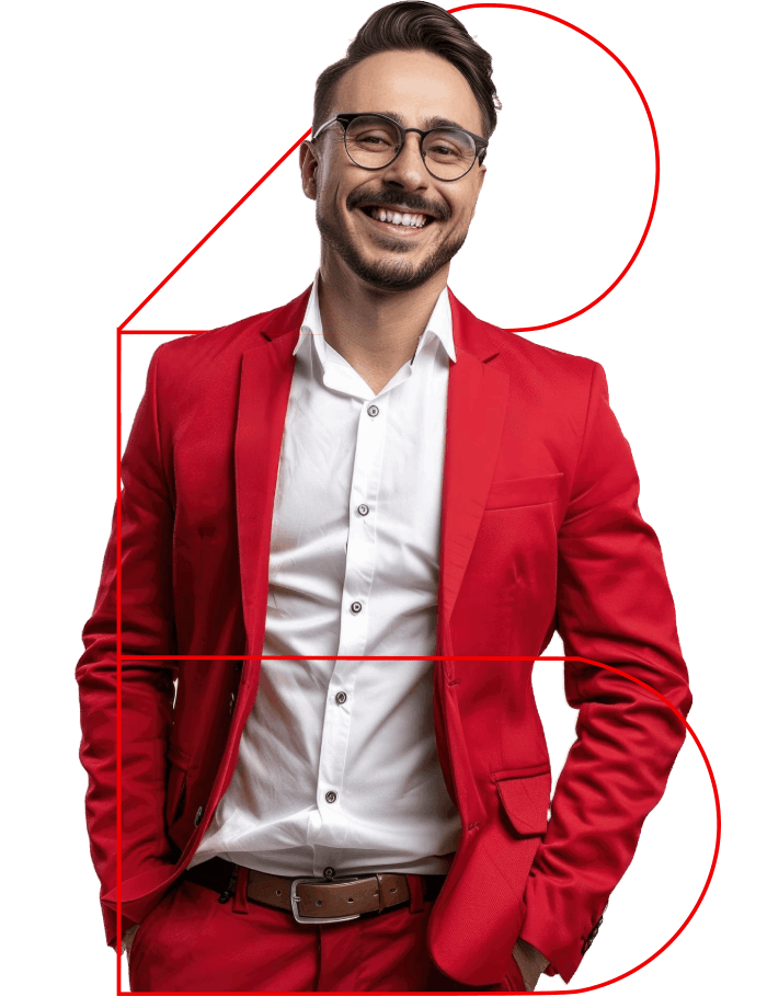 Homem bem sucedido com blazer vermelho